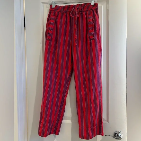 Free People Red Striped Drawstring Pants - Picture 2 of 6